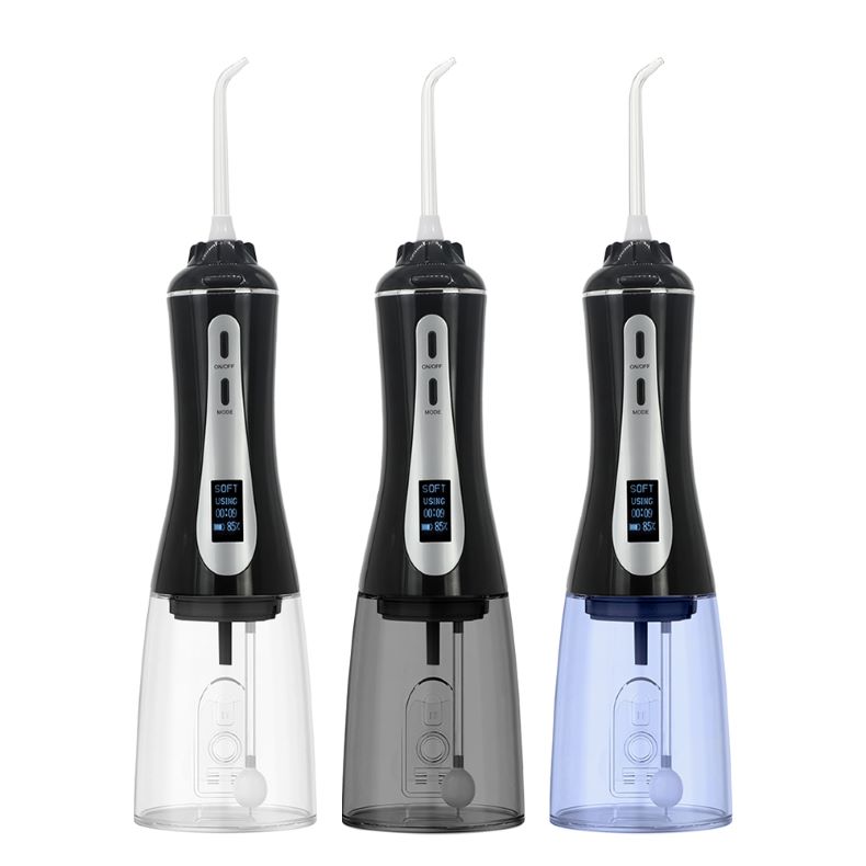 Poderoso fio dental sem fio 350ML com tela OLED portátil, irrigador oral com 5 modos de pressão