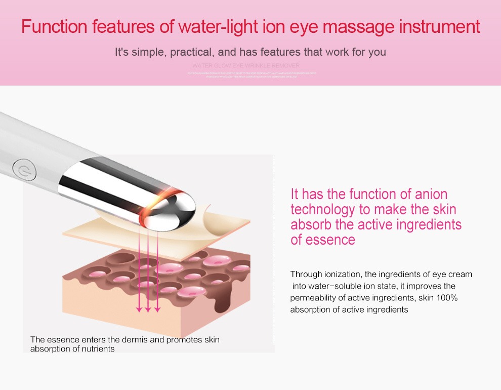 Beauty Eye Massager USB recarregável massageador facial detalhes do dispositivo de cuidados com a pele