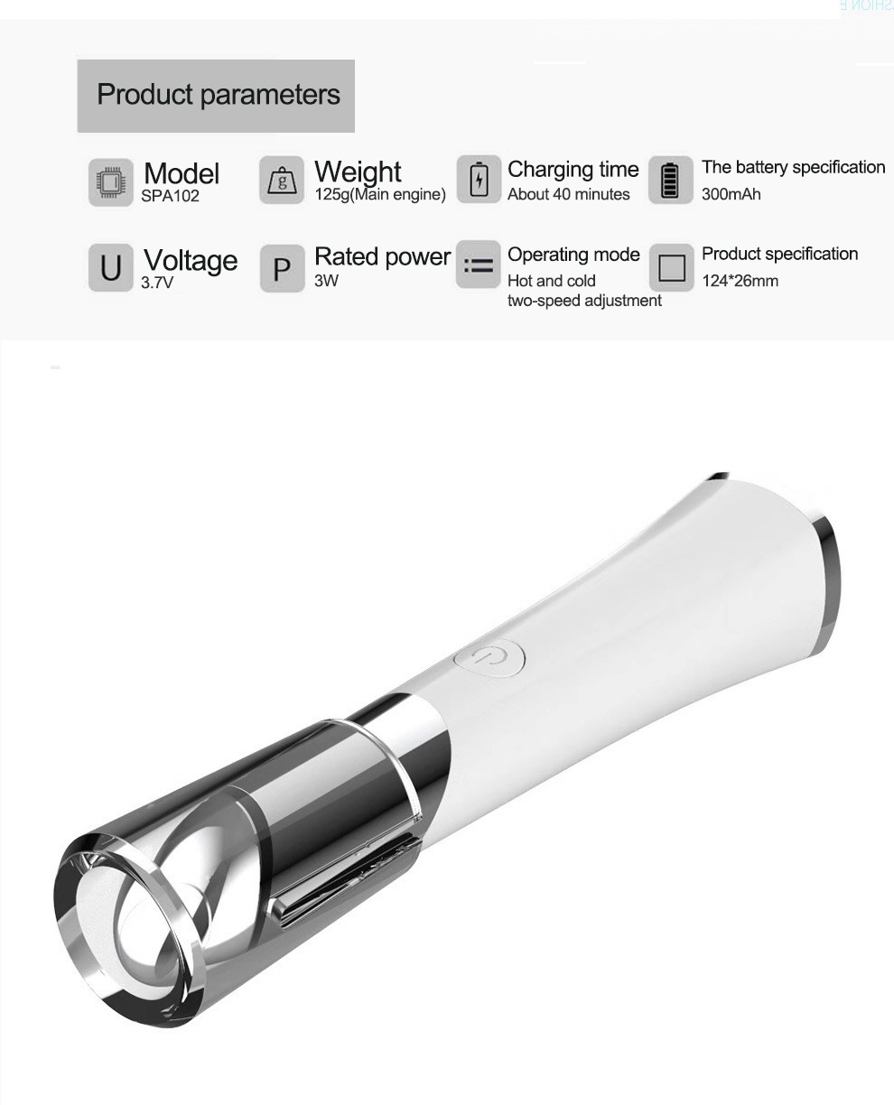 Beauty Eye Massager USB recarregável massageador facial detalhes do dispositivo de cuidados com a pele