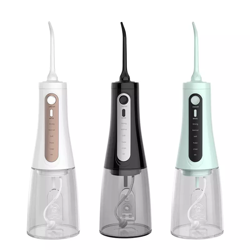 Five working mode with big 350ml water tank water flosser oral irrigator Cinco modos de trabalho com grande tanque de água de 350ml irrigador oral de fio dental